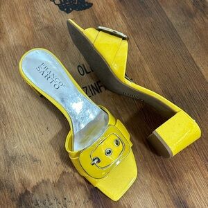 Franco Sarto || Buckle Patent Leather Mule Block Sandal; Size 6 1/2M